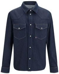 Moncler - Blue Cotton Denim Jacket - Lyst