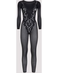 Wolford - Black Flower Lace Polyamide Jumpsuit - Lyst