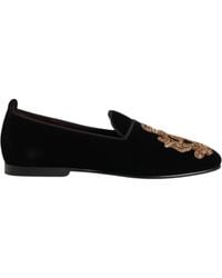 Dolce & Gabbana - Black Velvet Gold Crown Mens Loafers Shoes - Lyst