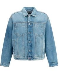 7FOR - Blue Cotton Denim Jacket - Lyst