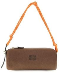 Miu Miu - Brown Cotton Shoulder Bag - Lyst