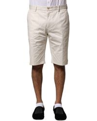 Dolce & Gabbana - Beige Cotton Stretch Mid Waist Bermuda Shorts - Lyst