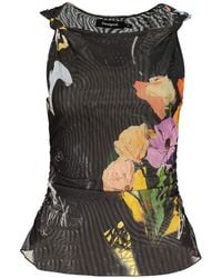 Desigual - Black Polyester Tank Top - Lyst