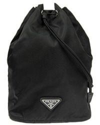 Prada - Nylon And Leather Drawstring Pouch - Lyst