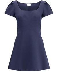 McQueen - Short Dress With Short Gathered Sleeves - Lyst