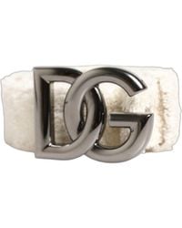 Dolce & Gabbana - White Cotton Fleece Dg Logo Metal Buckle Belt - Lyst