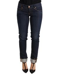 Acht - Blue Washed Cotton Low Waist Skinny Denim Trouser Jeans - Lyst