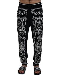 Dolce & Gabbana - Black Cotton Heritage Sweatpants Jogging Pants - Lyst