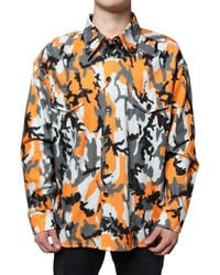 Dolce & Gabbana - Camouflage Cotton Denim Collared Jacket - Lyst