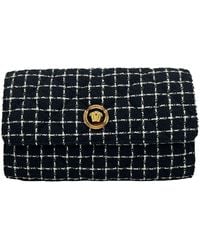 Versace - Wallet On A Chain Fabric Black Crossbody Bag - Lyst