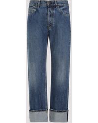 Alexander McQueen - Blue Washed Cotton Turn Up Jeans - Lyst