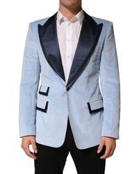 Dolce & Gabbana - Blue Cotton Formal Single Breasted Jacket - Lyst
