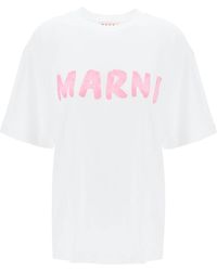 Marni - T Shirt With Maxi Logo Print - Lyst