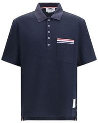 Thom Browne - Short-Sleeve Polo With Chest Pocket - Lyst