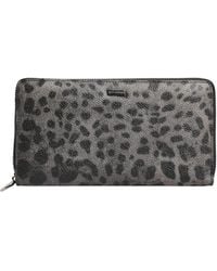 Dolce & Gabbana - Leopard Leather Zip Around Continental Wallet - Lyst