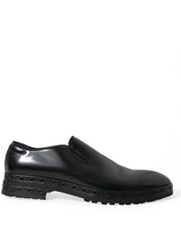 Dolce & Gabbana - Black Leather Studded Loafers Dress Shoes - Lyst