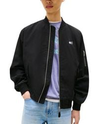 Tommy Hilfiger - Black Recycled Cotton Bomber - Lyst