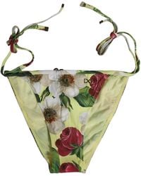 Dolce & Gabbana - Floral Print Nylon Beachwear Bikini Bottom Elastane Clothing - Lyst