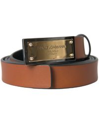 Dolce & Gabbana - Calf Leather Metal Logo Buckle Belt - Lyst