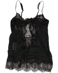 Dolce & Gabbana - Black Silk Lace Lingerie Chemise Top Underwear - Lyst