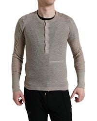 Dolce & Gabbana - Henley Pullover Beige Cashmere Sweater - Lyst