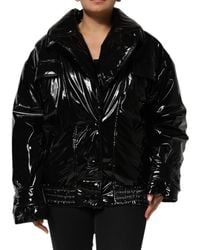 Dolce & Gabbana - Black Polyester Quilted Puffer Coat Jacket - Lyst