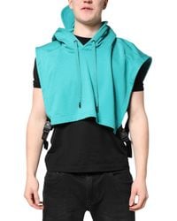 Dolce & Gabbana - Green Cotton Hooded Men Sportswear Vest Sweater - Lyst