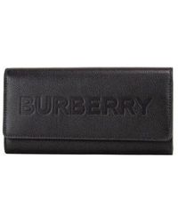 Burberry - Porter Grained Leather Branded Logo Embossed Clutch Flap Wallet - Lyst
