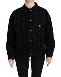 Dolce & Gabbana - Leopard Pattern Denim Jacket With Button Closure Cotton - Lyst