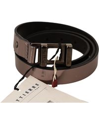 CoSTUME NATIONAL - Pink Metallic Leather Buckle Belt - Lyst