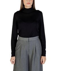Ichi - Black Viscose Turtleneck - Lyst