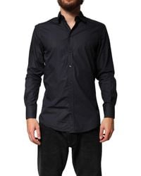 Dolce & Gabbana - Black Cotton Long Sleeves Dress Formal Shirt - Lyst
