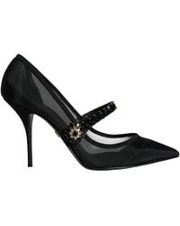 Dolce & Gabbana - Mesh Mary Jane Crystal Heel Pumps Shoes - Lyst
