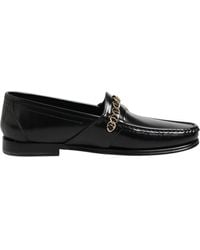Dolce & Gabbana - Black Leather Chain Slip On Loafers Men Dress Shoes - Lyst