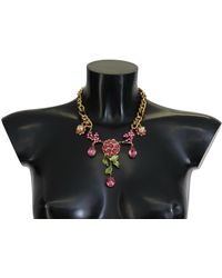 Dolce & Gabbana - Elegant Floral Roses-Plated Necklace - Lyst