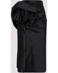 Maison Margiela - Black Draped Midi Skirt - Lyst