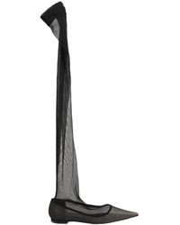 Dolce & Gabbana - Over The Knee Tulle Flats Boots Shoes Nylon - Lyst