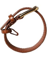 Dolce & Gabbana - Brown Textured Leather Gold Buckle Belt Strap Bracelet - Lyst