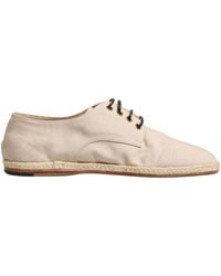Dolce & Gabbana - Beige Espadrille Sole Lace Up Canvas Derby Shoes - Lyst