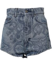 Dolce & Gabbana - Printed Denim Shorts - Lyst