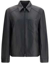 Prada - Black Lamb Ovis Aries Aries Leather Jacket - Lyst