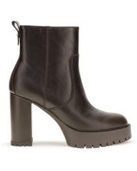 Pinko - Brown Calf Leather Bos Taurus Ankle Boots - Lyst