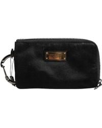 Dolce & Gabbana - Black Nylon Logo Plaque Keyring Pouch Clutch Bag - Lyst