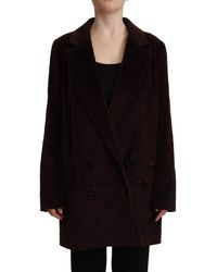 Dolce & Gabbana - Elegant Burgundy Double-Breasted Trench Coat - Lyst