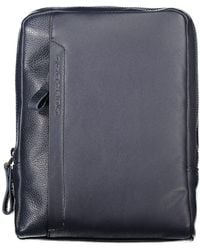 Piquadro - Sleek Blue Leather Shoulder Bag With Contrast Detail - Lyst
