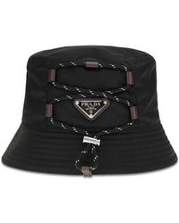 Prada - Black Recycled Polyamide Bucket Hat - Lyst