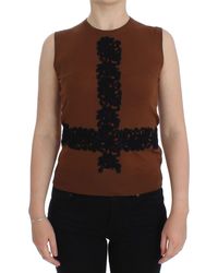 Dolce & Gabbana - Timeless Wool And Lace Sleeveless Vest - Lyst