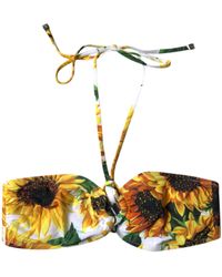 Dolce & Gabbana - Multicolor Floral Halter Beachwear Bikini Top Swimwear - Lyst