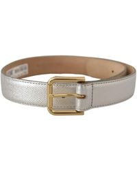 Dolce & Gabbana - Elegant Leather Belt With Engraved Buckle - Lyst