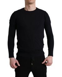 Dolce & Gabbana - Blue Cotton Round Neck Pullover Sweater - Lyst